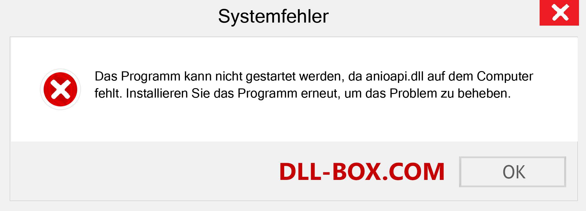 anioapi.dll-Datei fehlt?. Download für Windows 7, 8, 10 - Fix anioapi dll Missing Error unter Windows, Fotos, Bildern